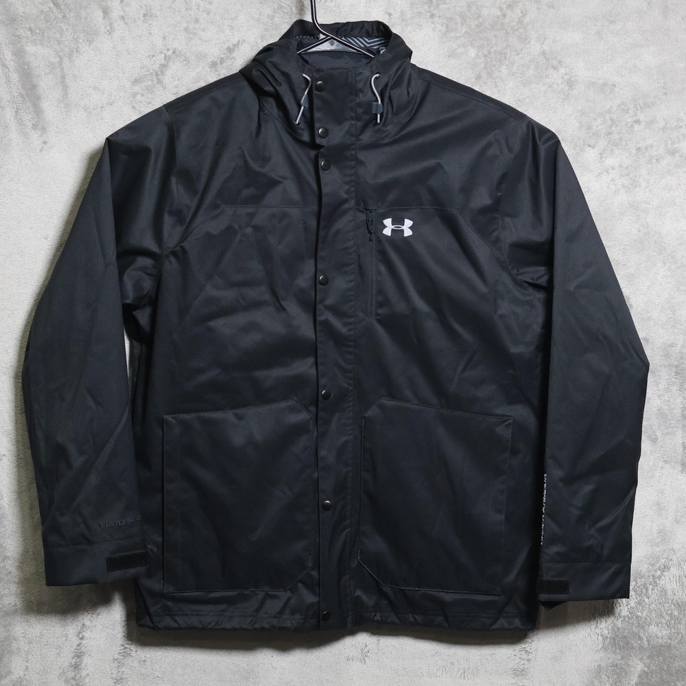Under Armour Jacket Mens XL Black Storm 2 ColdGear Infrared 3 in 1 Hooded Coat